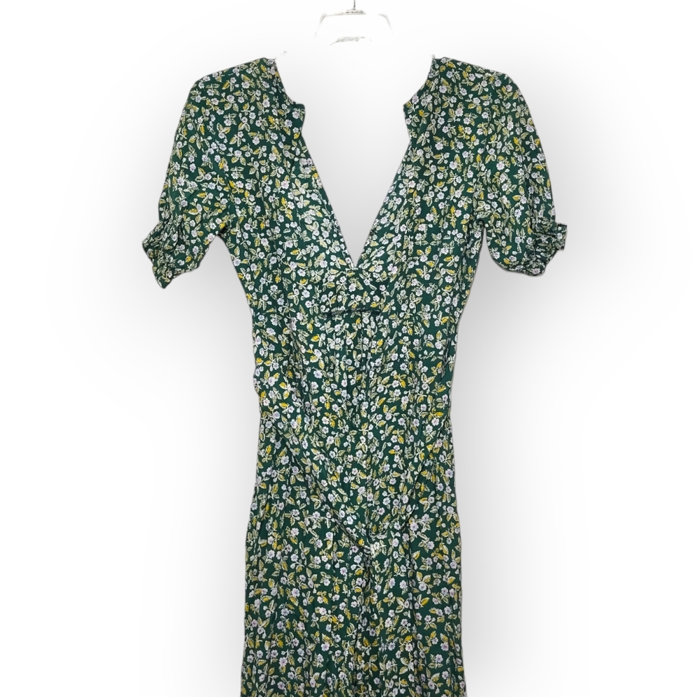 Faithfull The Brand Anthropologie Farah Midi Dress Green Floral 2 - Picture 10 of 13